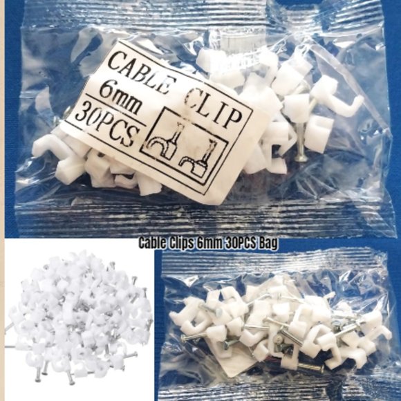 Brand New Bag of 30 Cable Clips 6mm for Micro USB Extension Cable Outdoor Camera - Picture 2 of 4